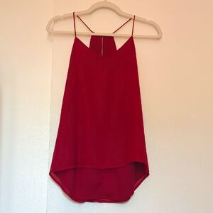 Red Asymmetrical Camisole with Cut Out Design